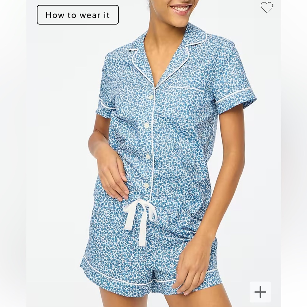 J.Crew NWT- Cotton short pajama set, Chambray Serene